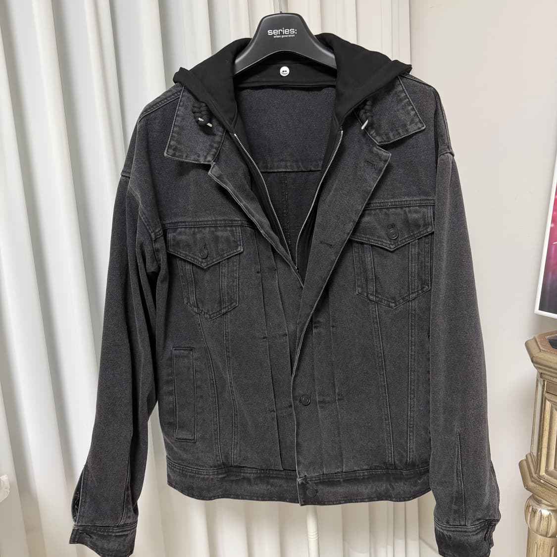 빈티지)OUR Room 아워룸 블랙 후드데님 쟈켓 프리사이즈 상품이미지8