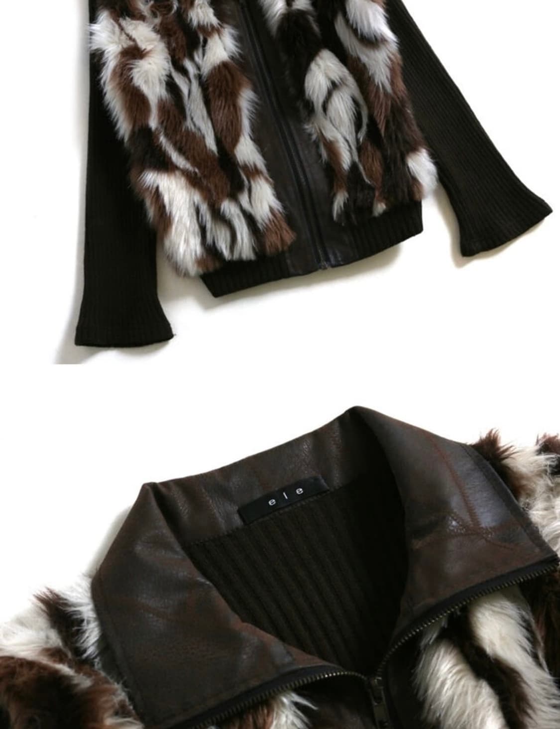 EIe 니트 퍼 믹스 집업 상품이미지3