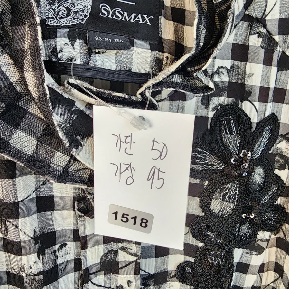 식스막스 체크무늬 블랙 플라워 롱 코트 상품이미지10