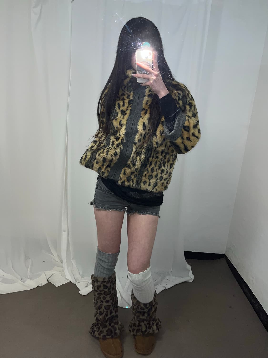 레오파드 갸루 에코퍼 자켓 상품이미지2