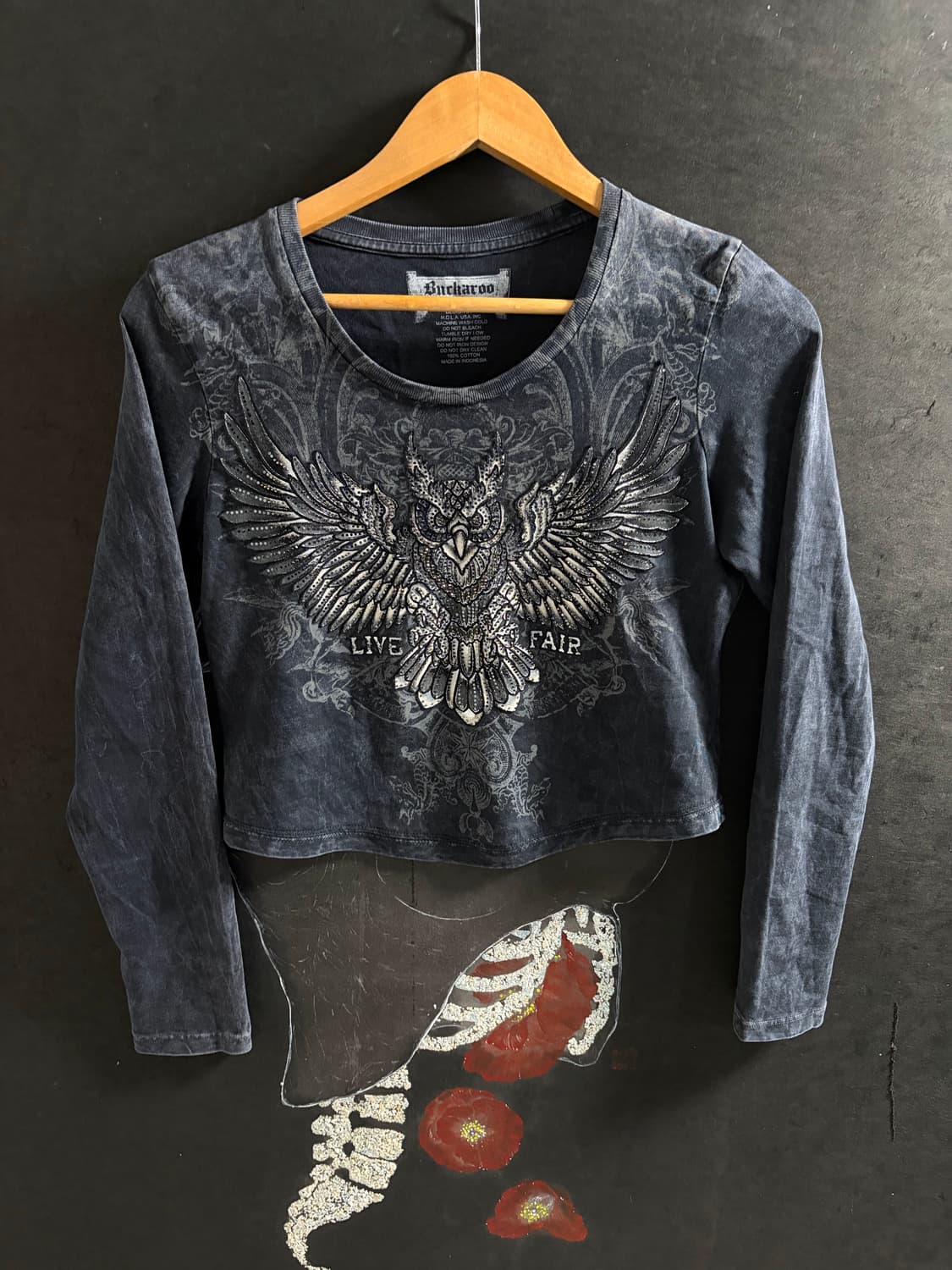 버카루 y2k 프린팅 크롭 롱슬리브 긴팔티 xs 상품이미지8