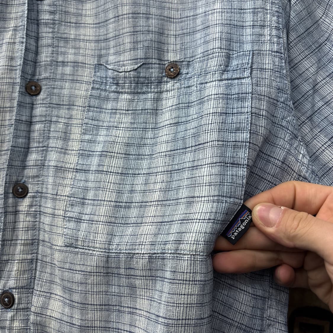 00s 파타고니아 자카드 체크 패턴 린넨 반팔셔츠 N1152 상품이미지6