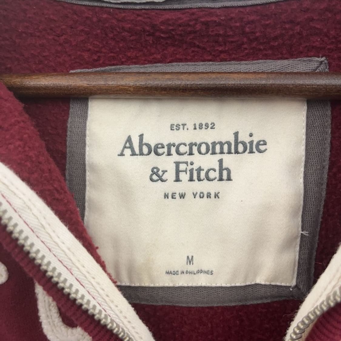 아베크롬비 레트로 00's 버건디와인 약기모 후드집업 M C09171 상품이미지5