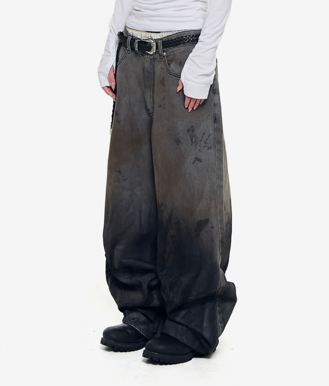 아캄 /Dirty Gradation Denim Pants (Gray) 1 상품이미지1