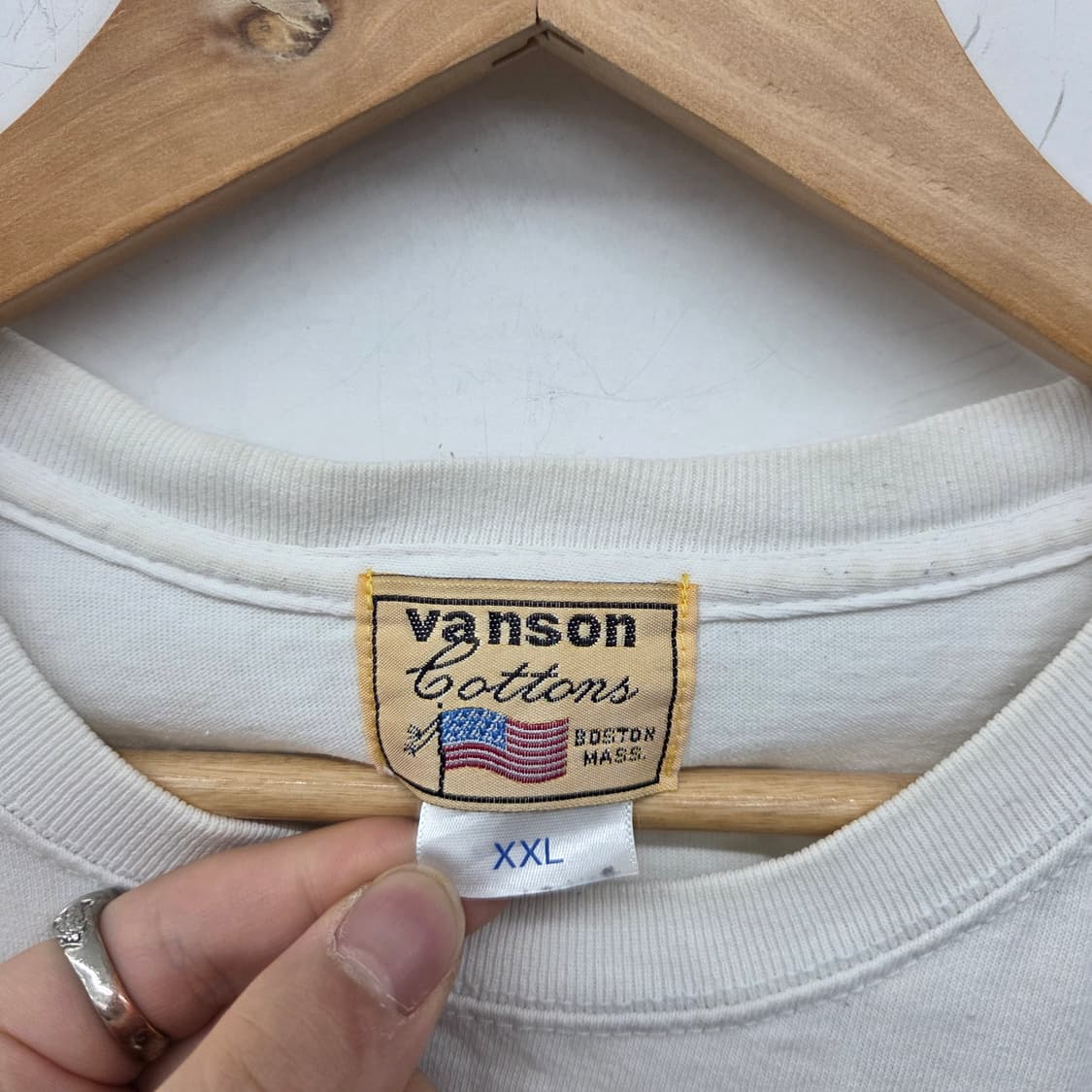 밴슨 vanson 반팔 티셔츠 화이트 상품이미지5