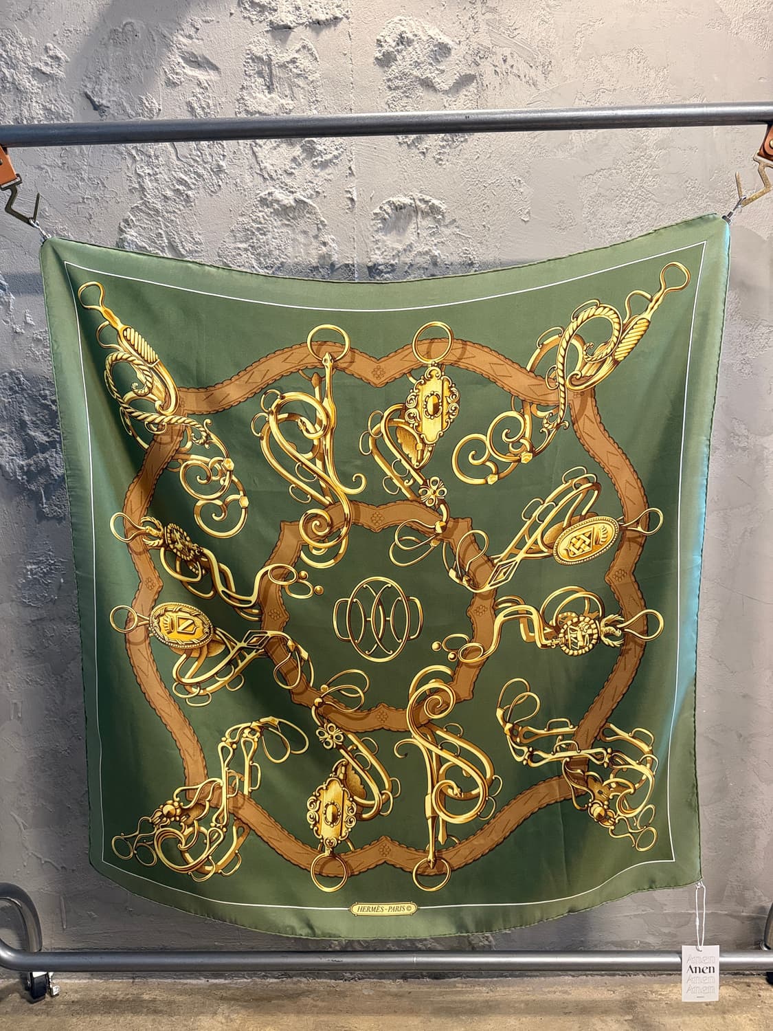 에르메스 클래식 마구 패턴 실크 스카프 그린 90 상품이미지1