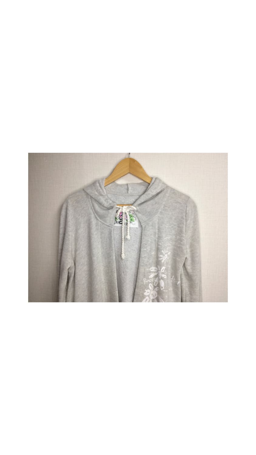 빈티지 컬러풀 패치 그레이 오픈 후드집업 상품이미지2