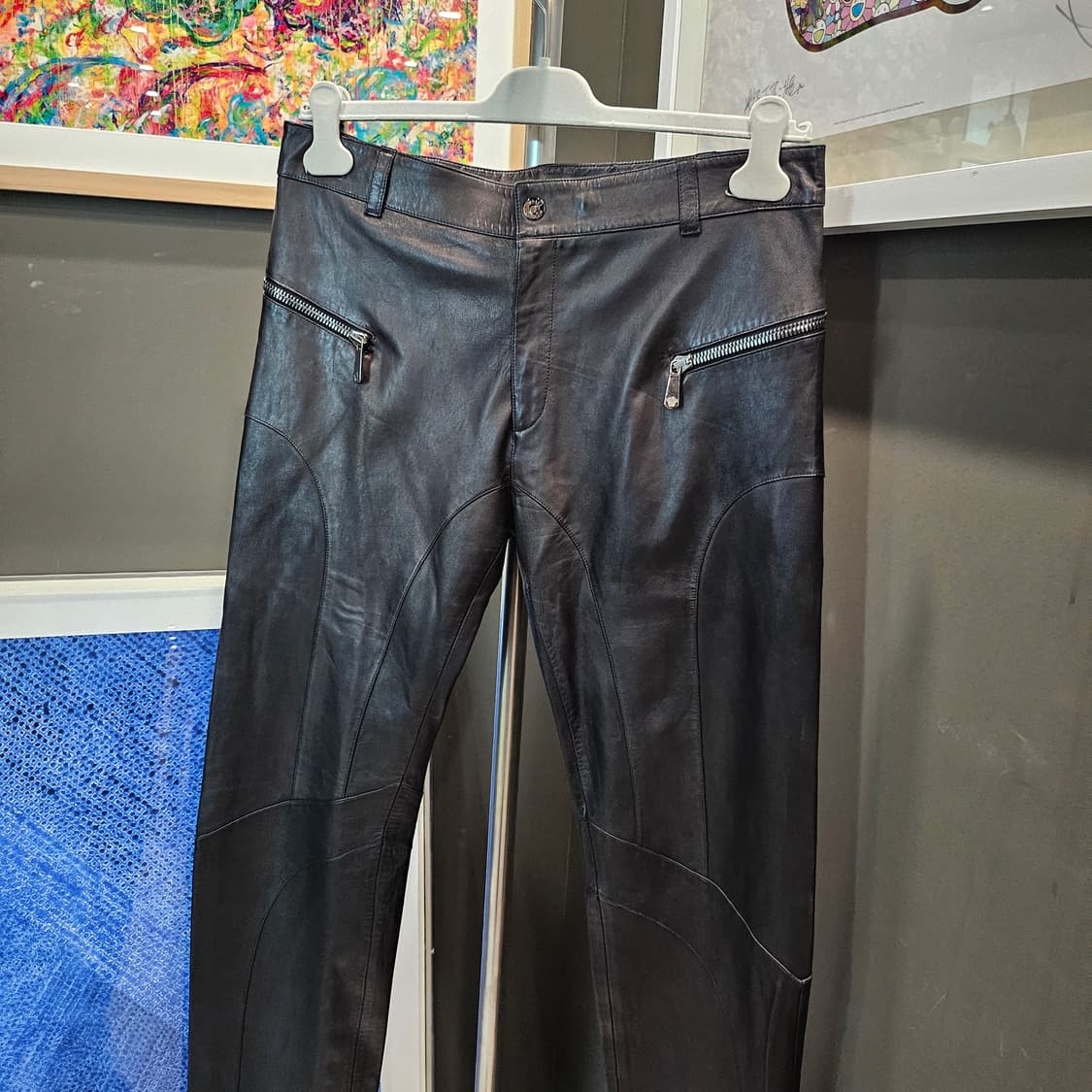 베르사체 Full 레더 ZIP 바이커 아카이브 팬츠 상품이미지2