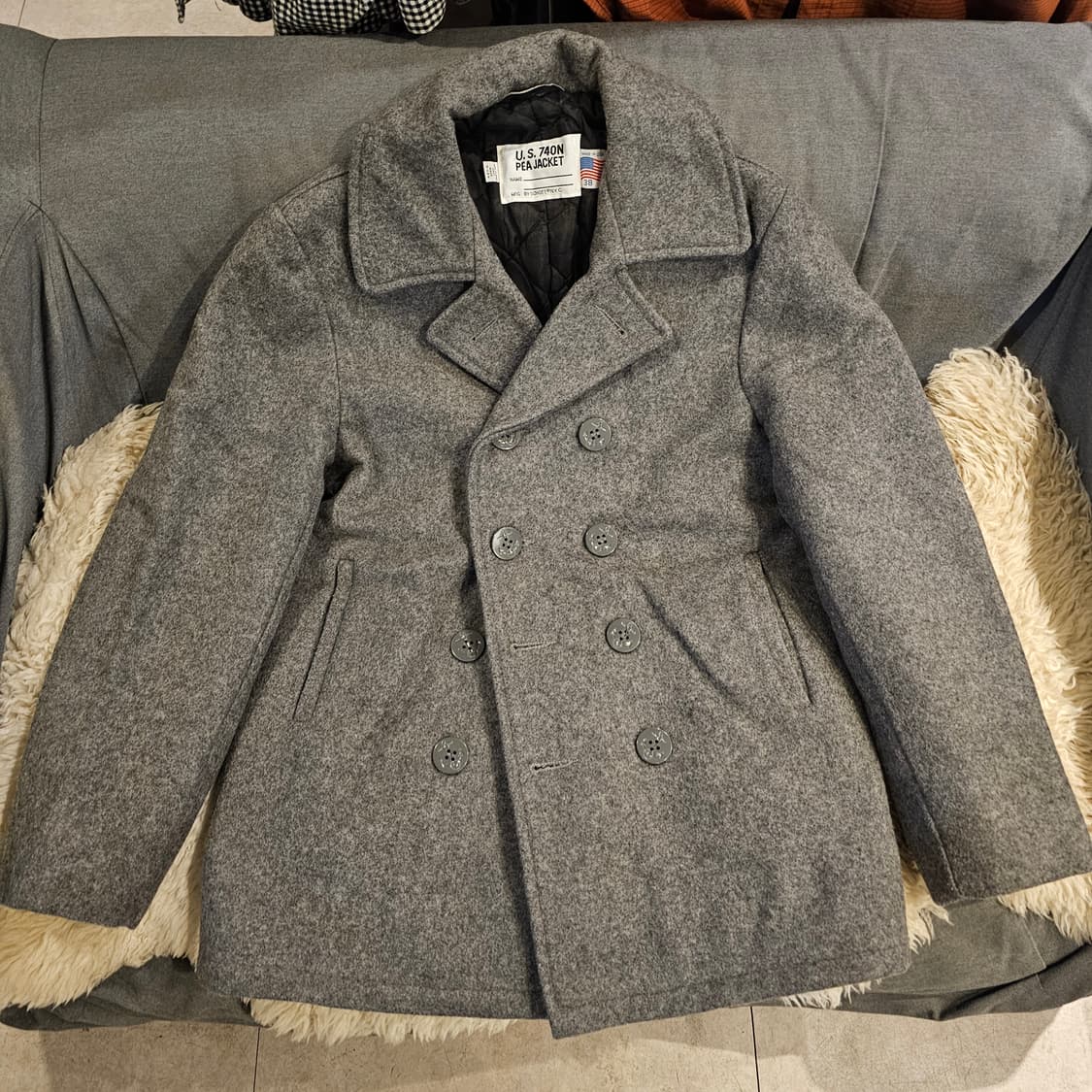 쇼트 피코트 회색 상품이미지1