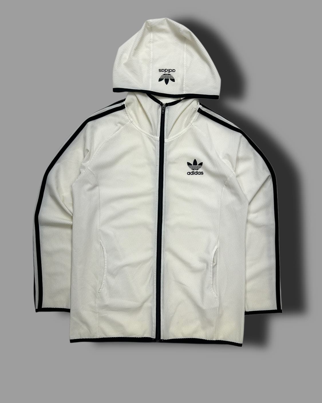 아디다스 화이트 매쉬 후드 트랙탑 L 상품이미지4