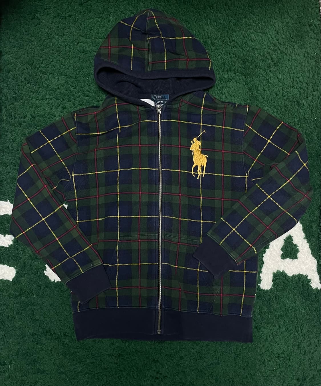 폴로 빅포니 블랙와치 후드집업 보이즈 L 상품이미지1