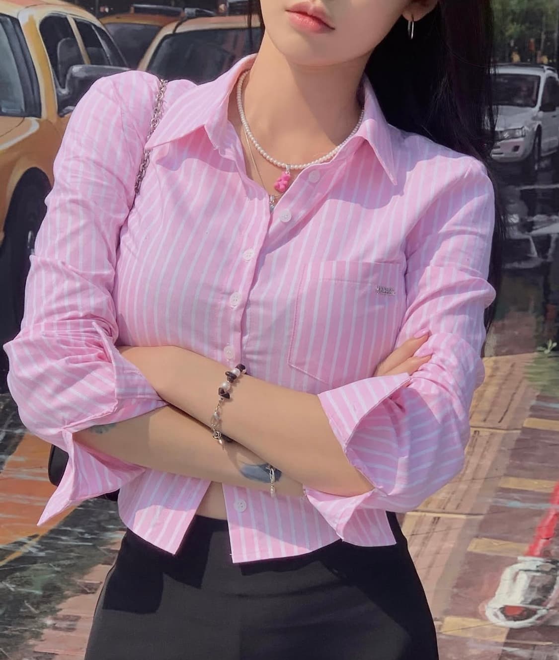 페일제이드 옥스포드 스트라이프 셔츠 핑크 S 상품이미지1