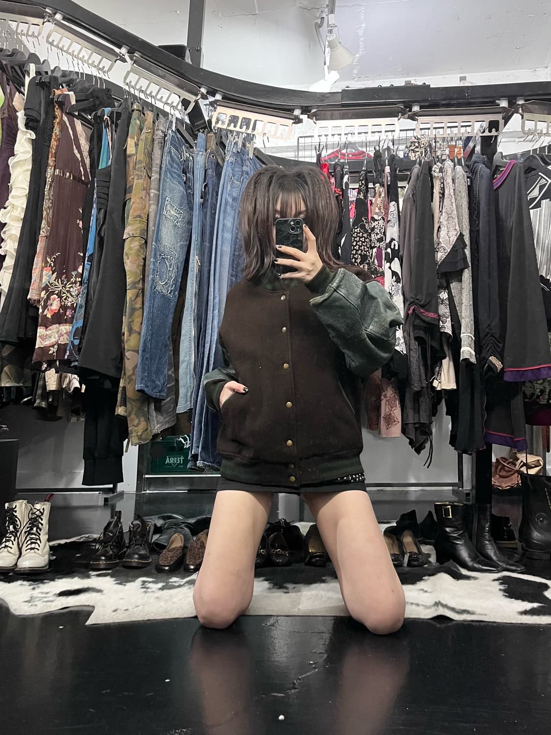 레더 자수 바시티 자켓 상품이미지2
