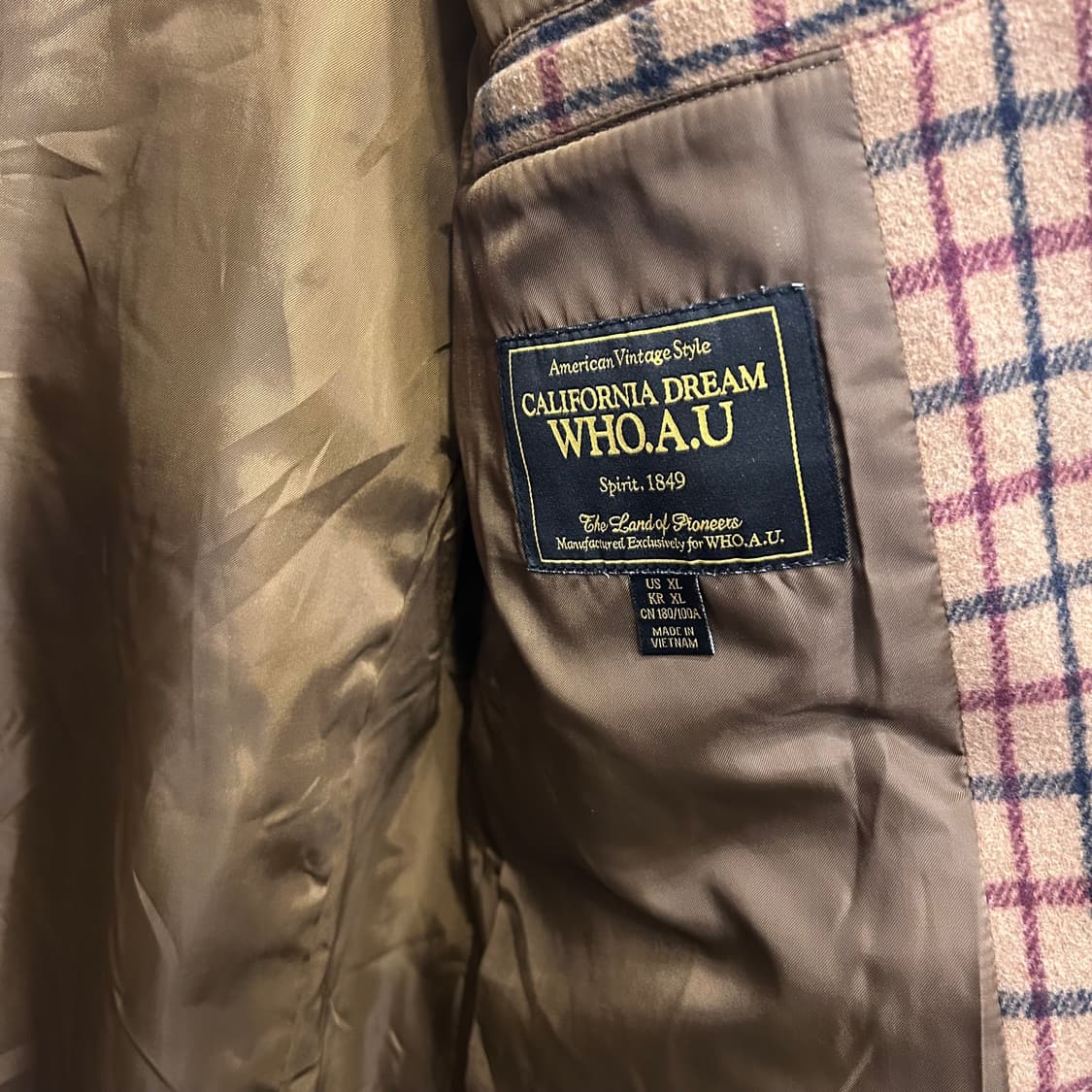 후아유 양모 배색 체크 울 투버튼 롱코트 상품이미지3