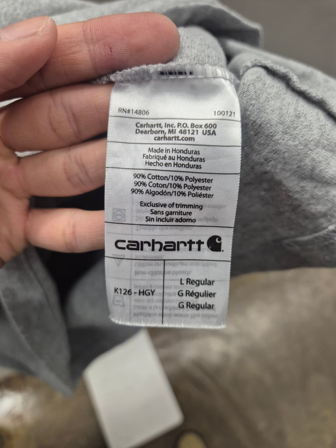 칼하트 맨투맨 그레이 L 상품이미지6
