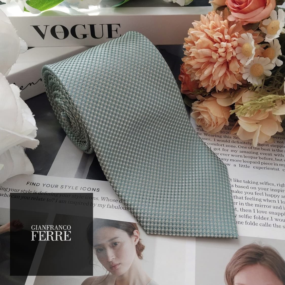 지안프랑코페레 실크 마이크로 텍스처 넥타이 8.6cm A+등급 K1848 상품이미지2