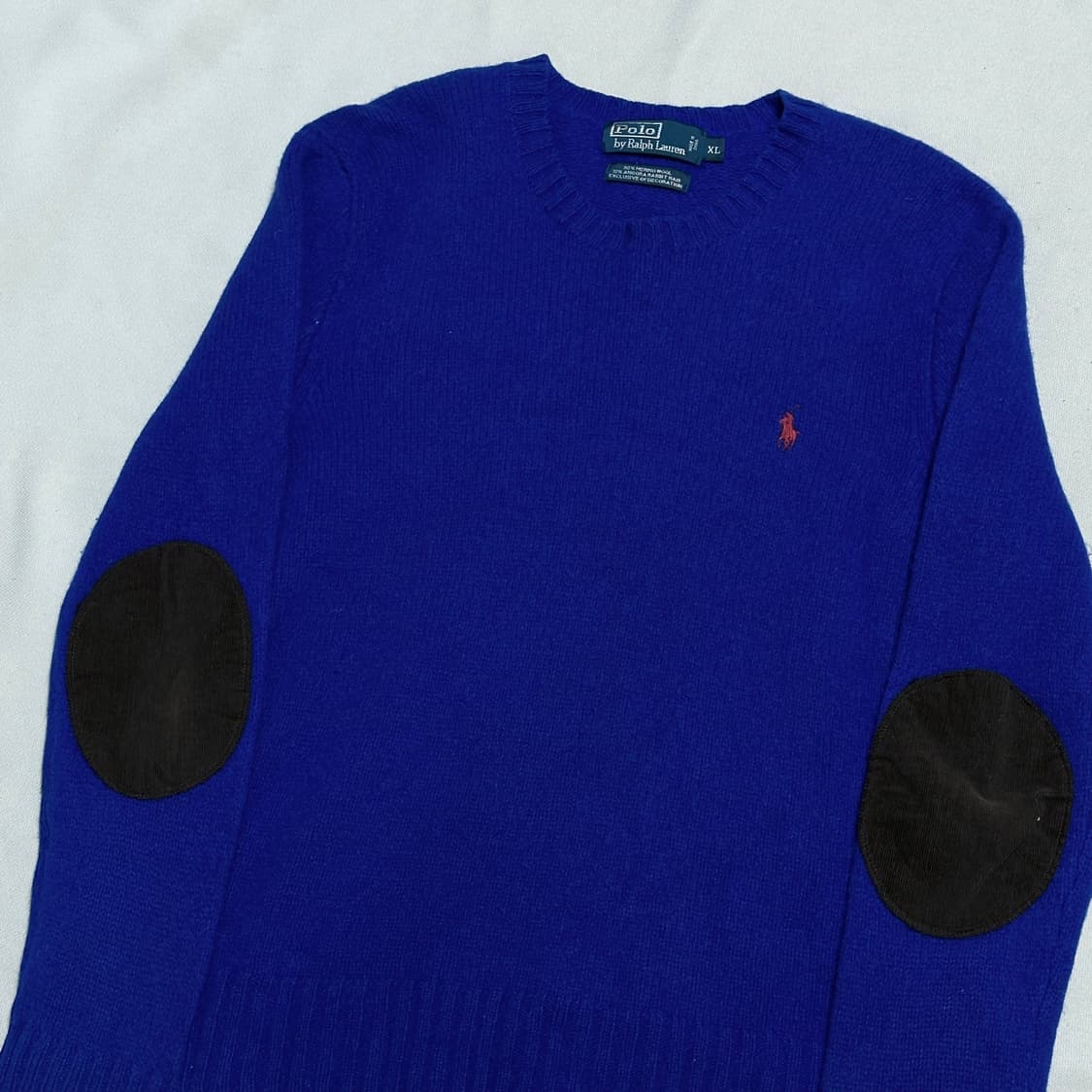XL 폴로랄프로렌 레드 포니 엘보우 패치 메리노 울 니트 상품이미지1