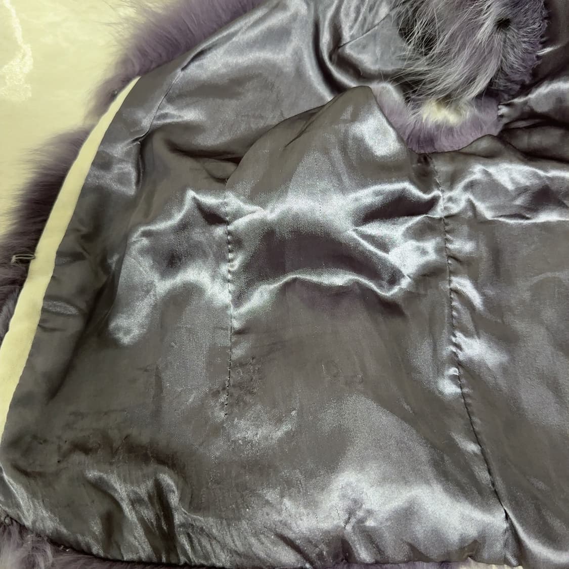 빈티지 보라 리본 여우털 폭스퍼 조끼 베스트 상품이미지7