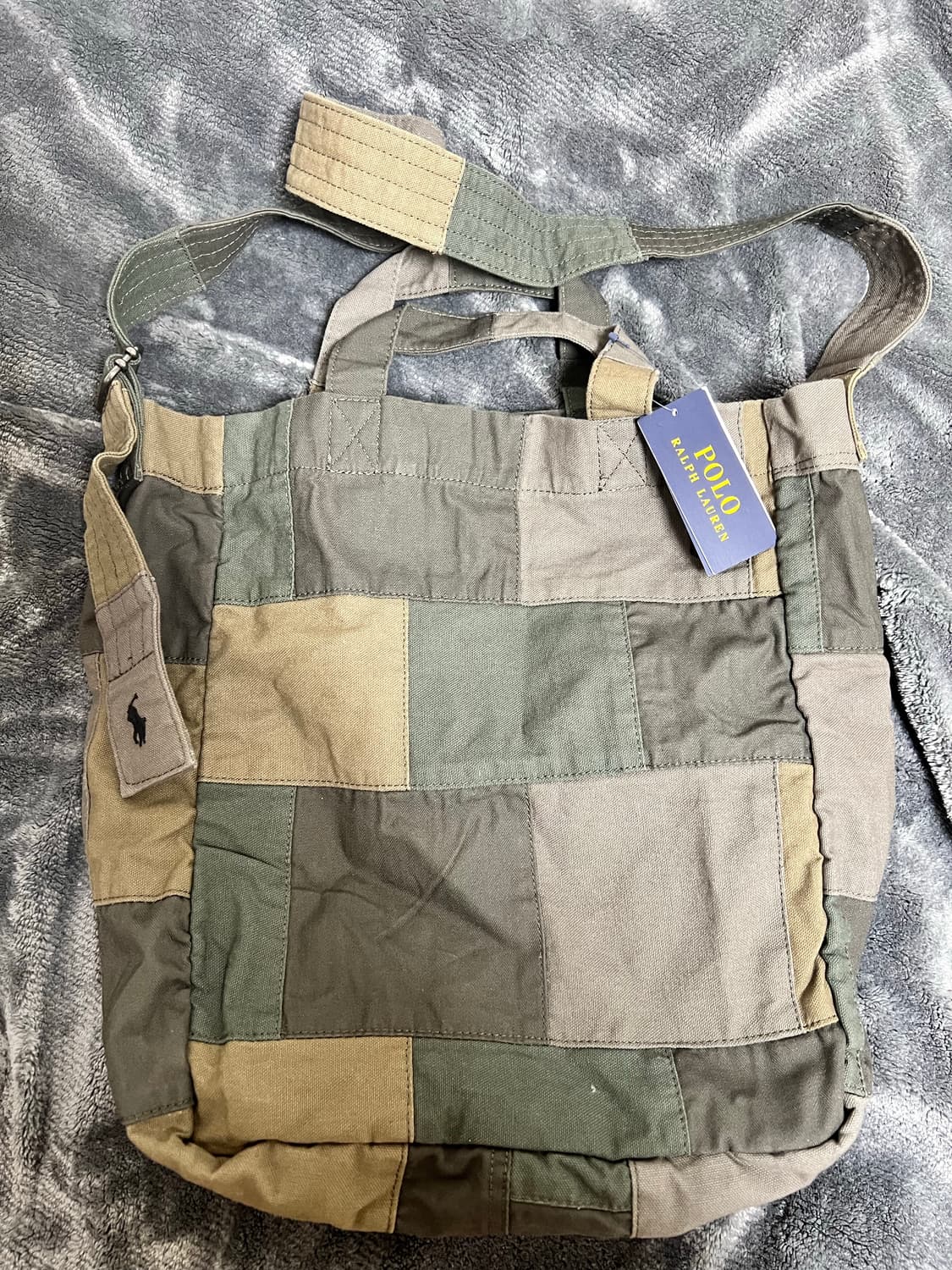 폴로 랄프로렌 패치워크 2way 토트백 올리브 새상품 상품이미지3