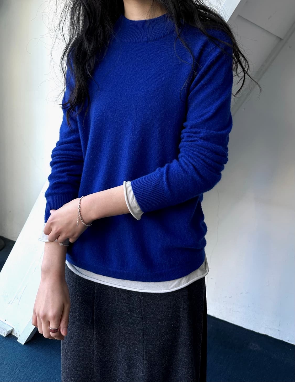 Pure cashmere design neck knit P/O 상품이미지8