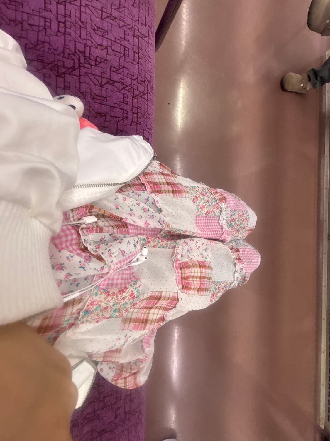 핑크 도트 잔꽃 패치 원피스 모리걸 하구미 니혼진 빈티지 상품이미지2