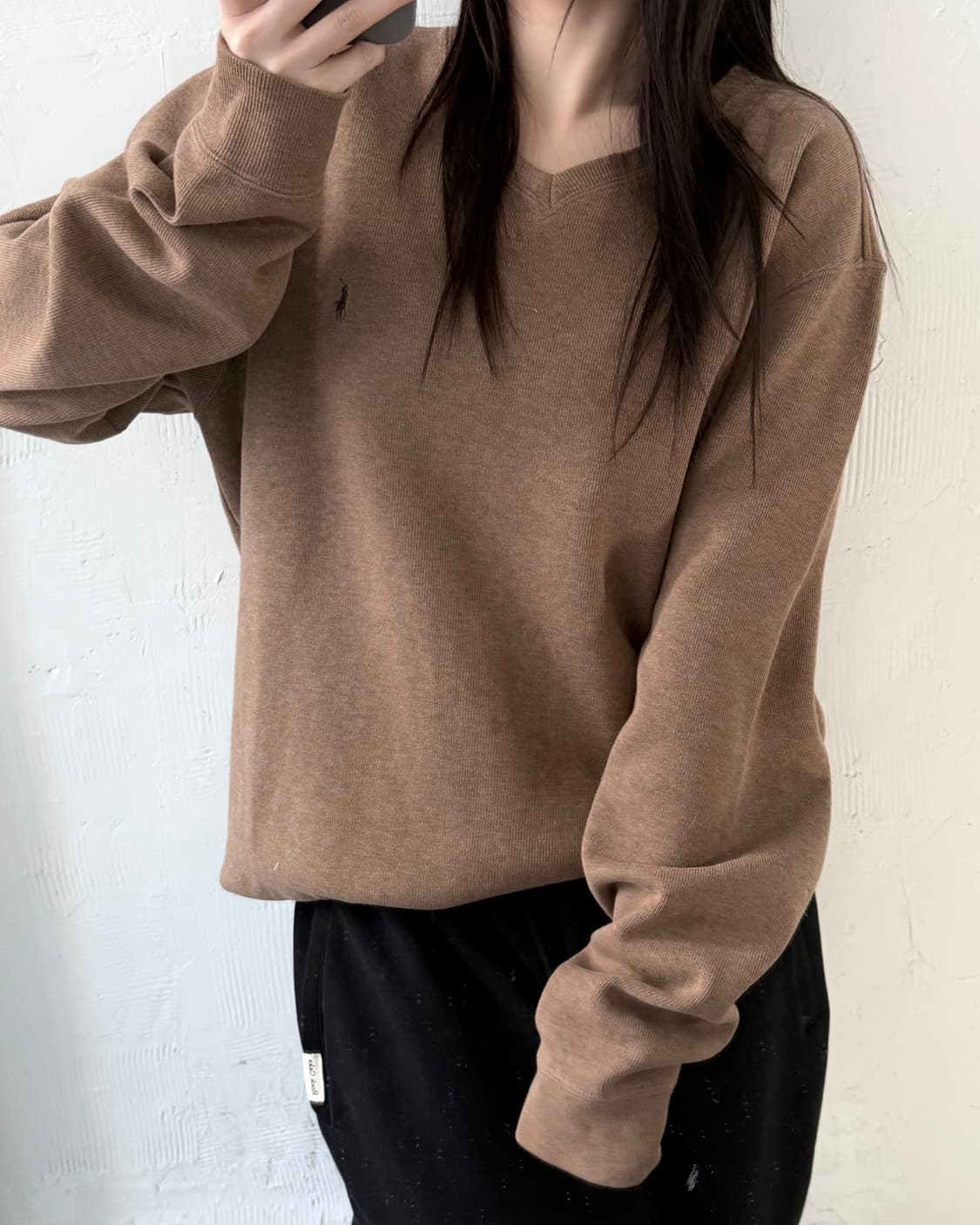 Polo 폴로 랄프로렌 딥베이지 코튼 브이넥 맨투맨 상품이미지1