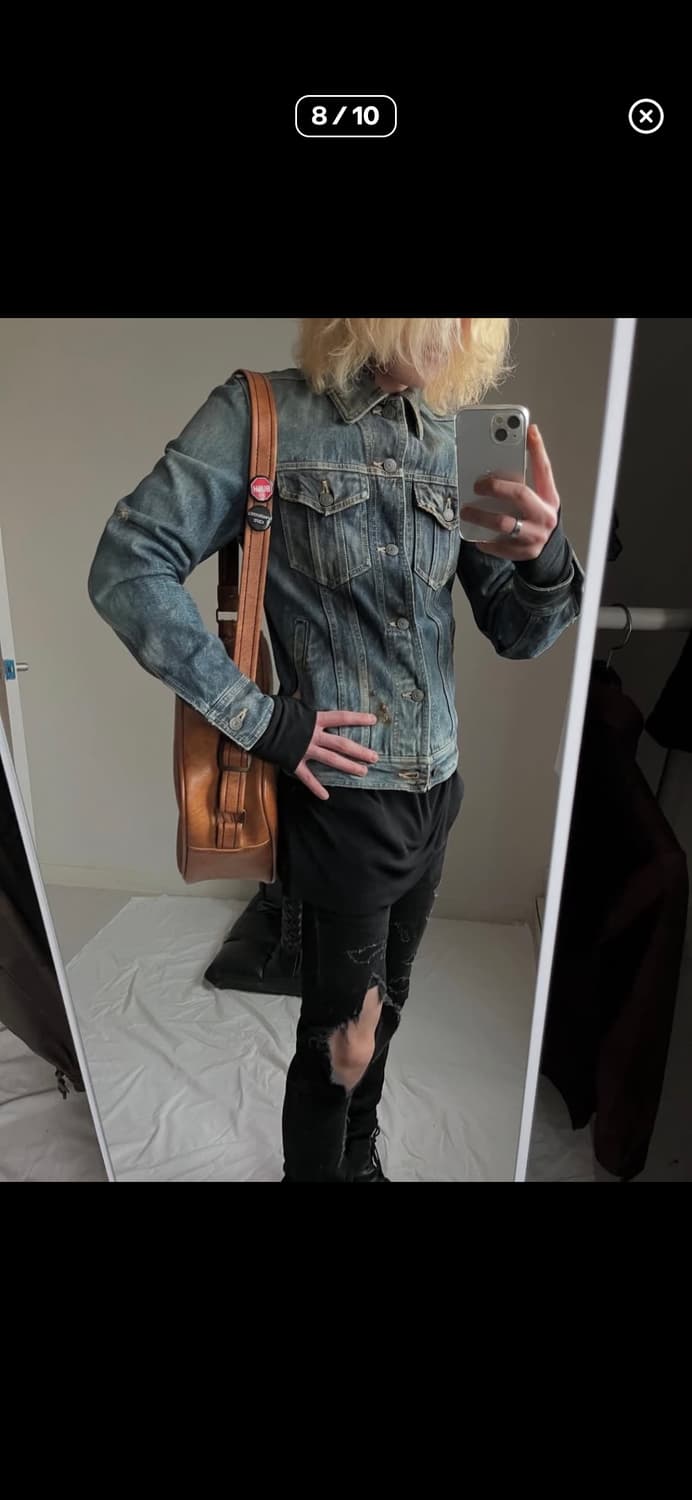 Shellac crashed and damaged denim jacket 상품이미지8