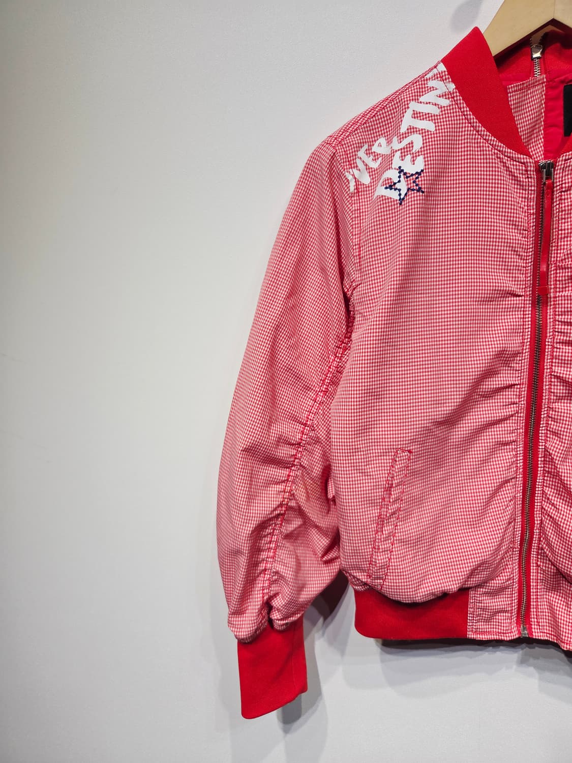 에고이스트 체크무늬 레드 봄버 자켓_55 상품이미지3