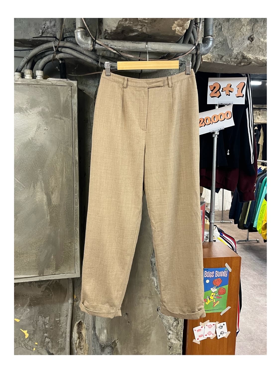 버버리 울 팬츠 베이지 40 #csz3652 상품이미지1