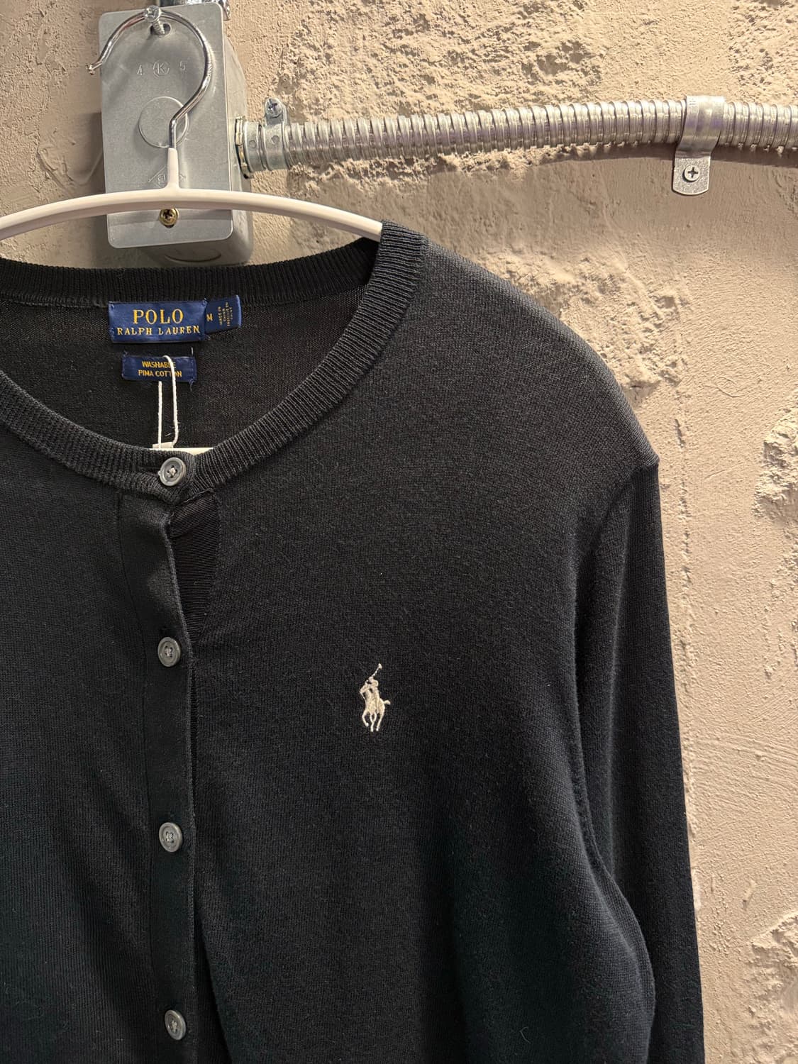 폴로 랄프로렌 블랙 피마코튼 니트 가디건 M 상품이미지3
