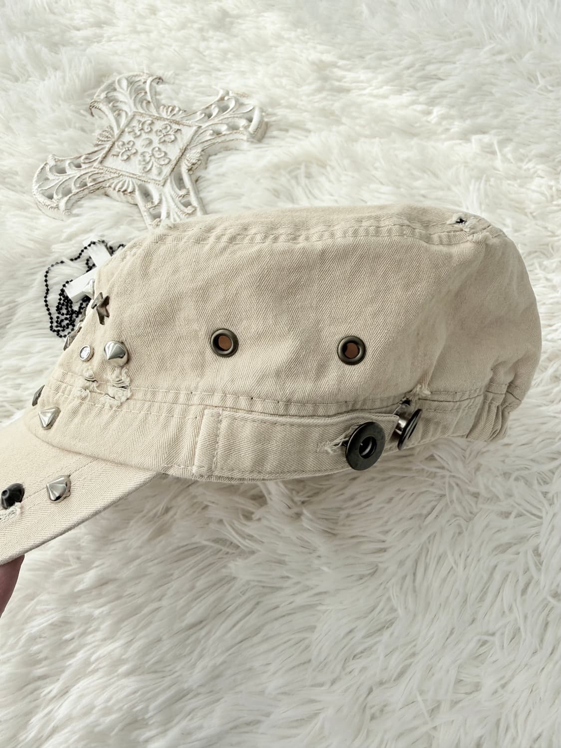 Y2K 스타 스터드 라이트 베이지 볼캡  상품이미지3