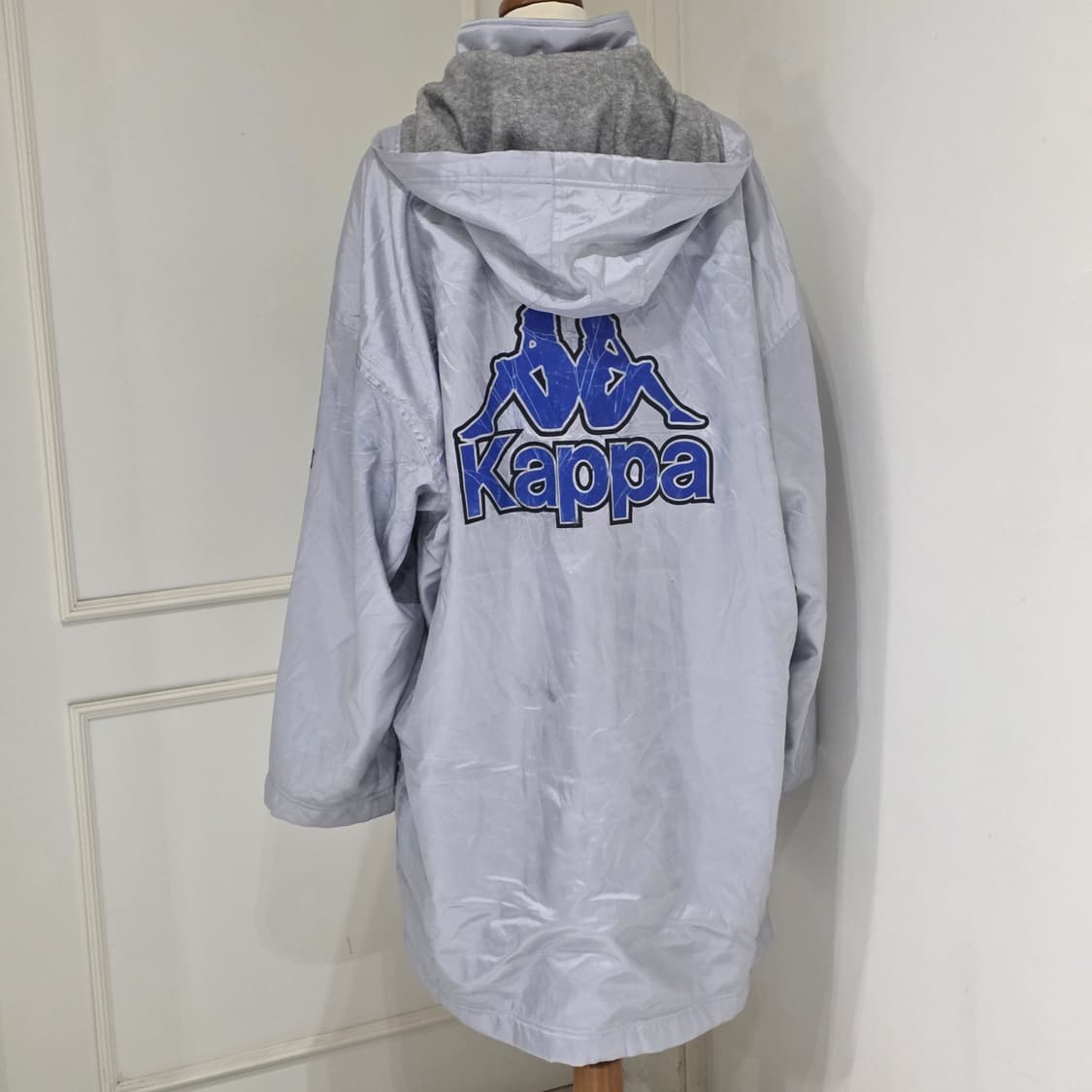 Kappa 일본판 빈티지)희귀실버x블루 올드스쿨 빅로고 후드 돕바 롱패딩 상품이미지2