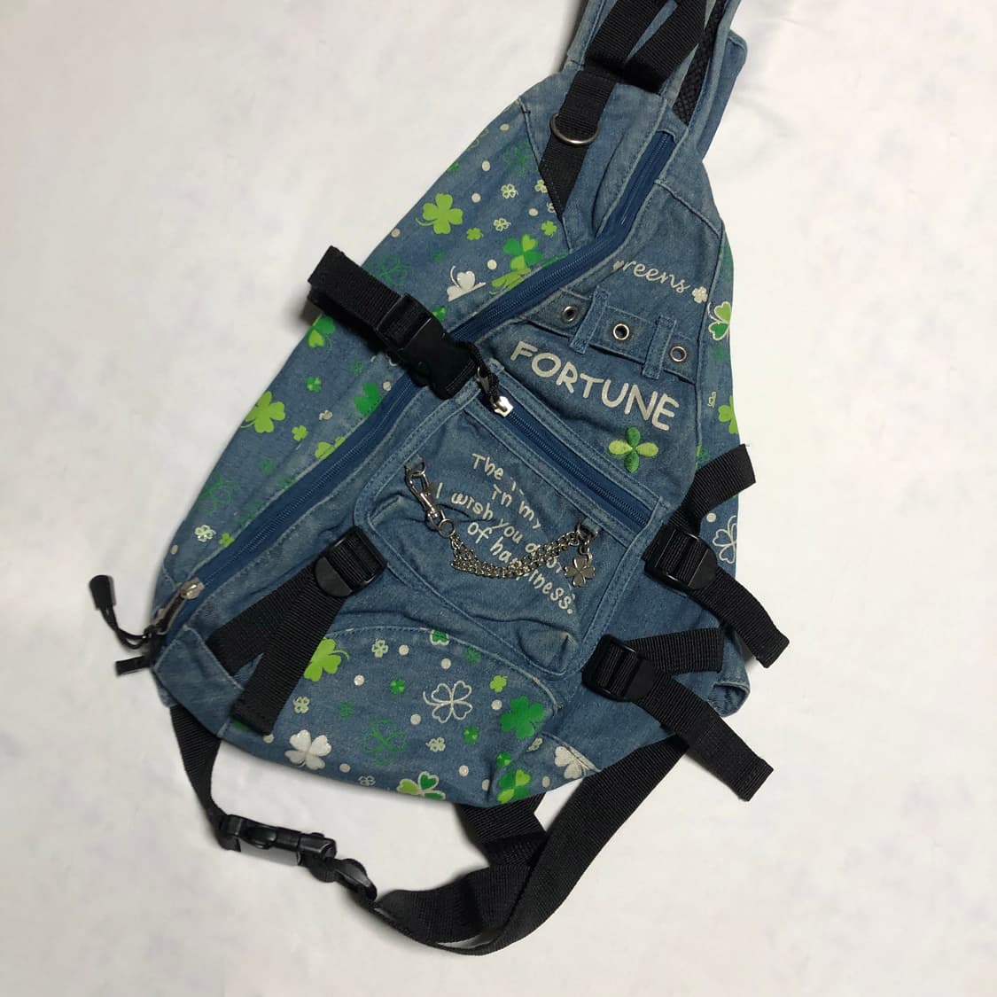 데님 클로버 원숄더 백팩 상품이미지2