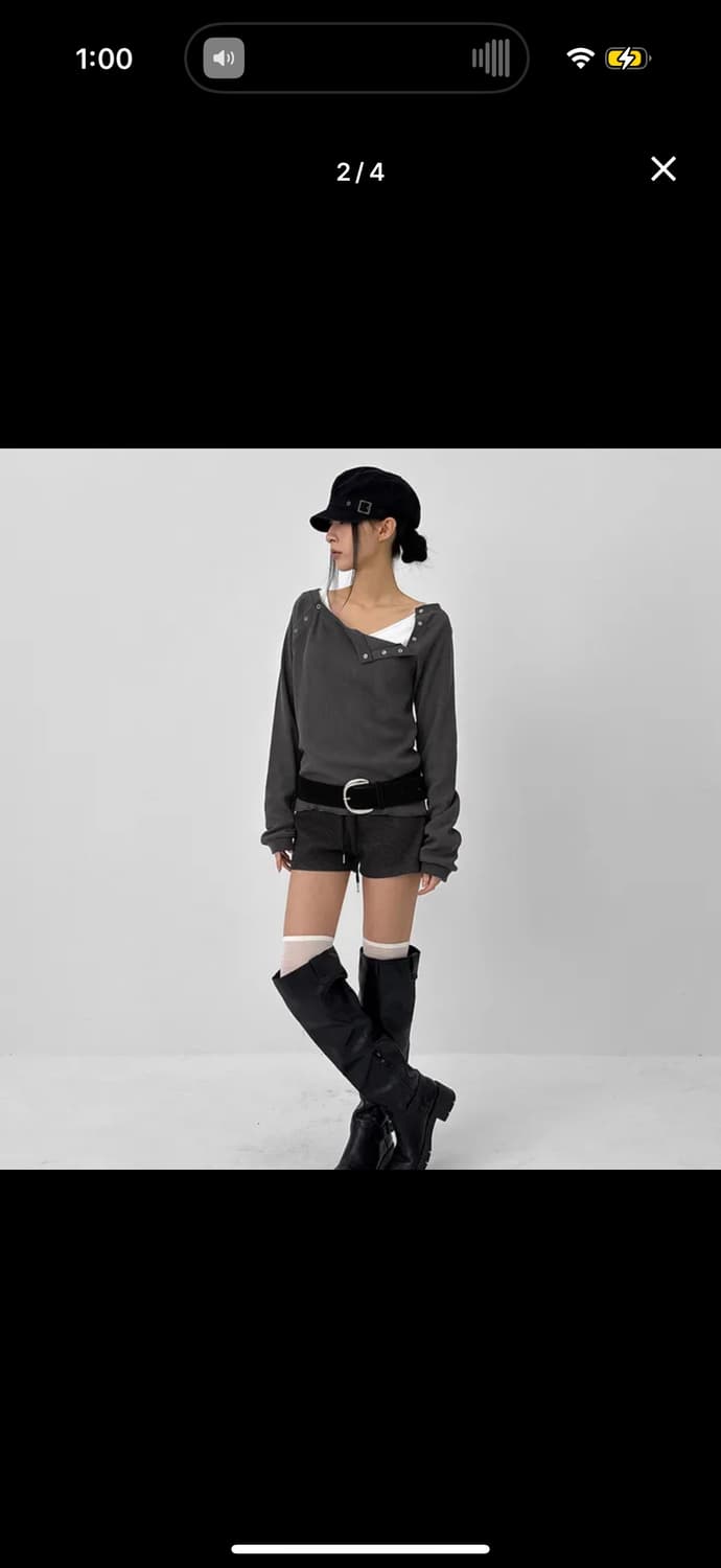 블랙업 와플 원숄더 티셔츠 상품이미지3