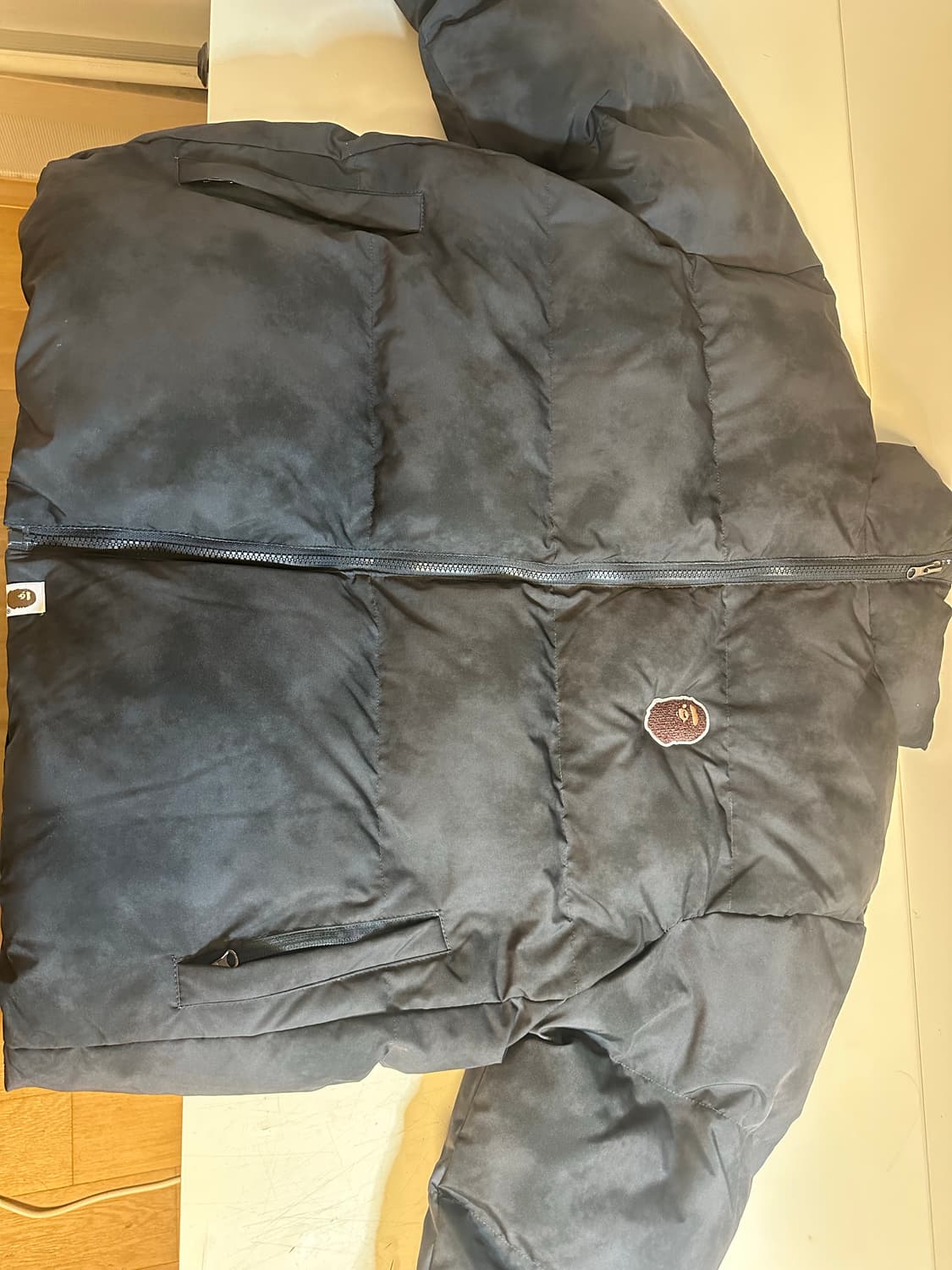 베이프 로고 빈티지 워싱 패딩 먹색 상품이미지1