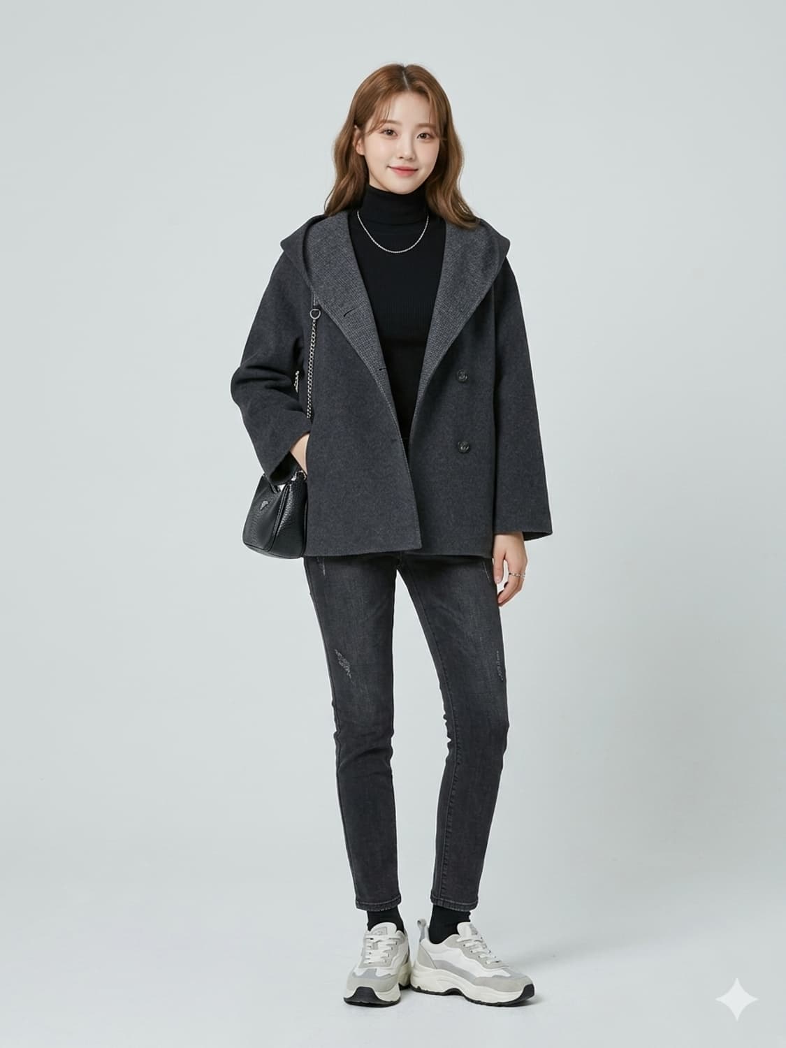 Laciento 라씨엔토 울 캐시미어 블렌드 후드 숏 코트 상품이미지1