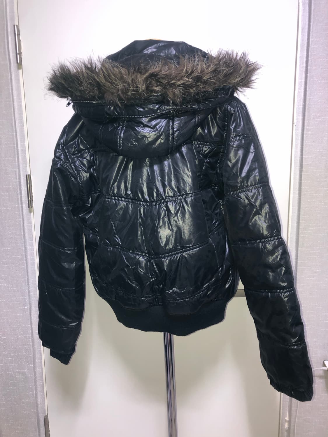 빈티지 후드 에코퍼 유광 숏패딩 y2k 그런지 펑크 상품이미지6