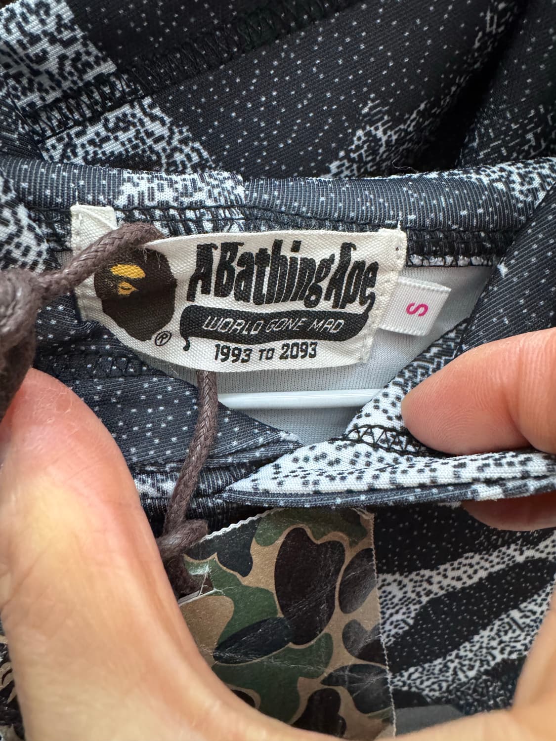 BAPE 베이프 블랙 그레이 카모 로고 후디 상품이미지6