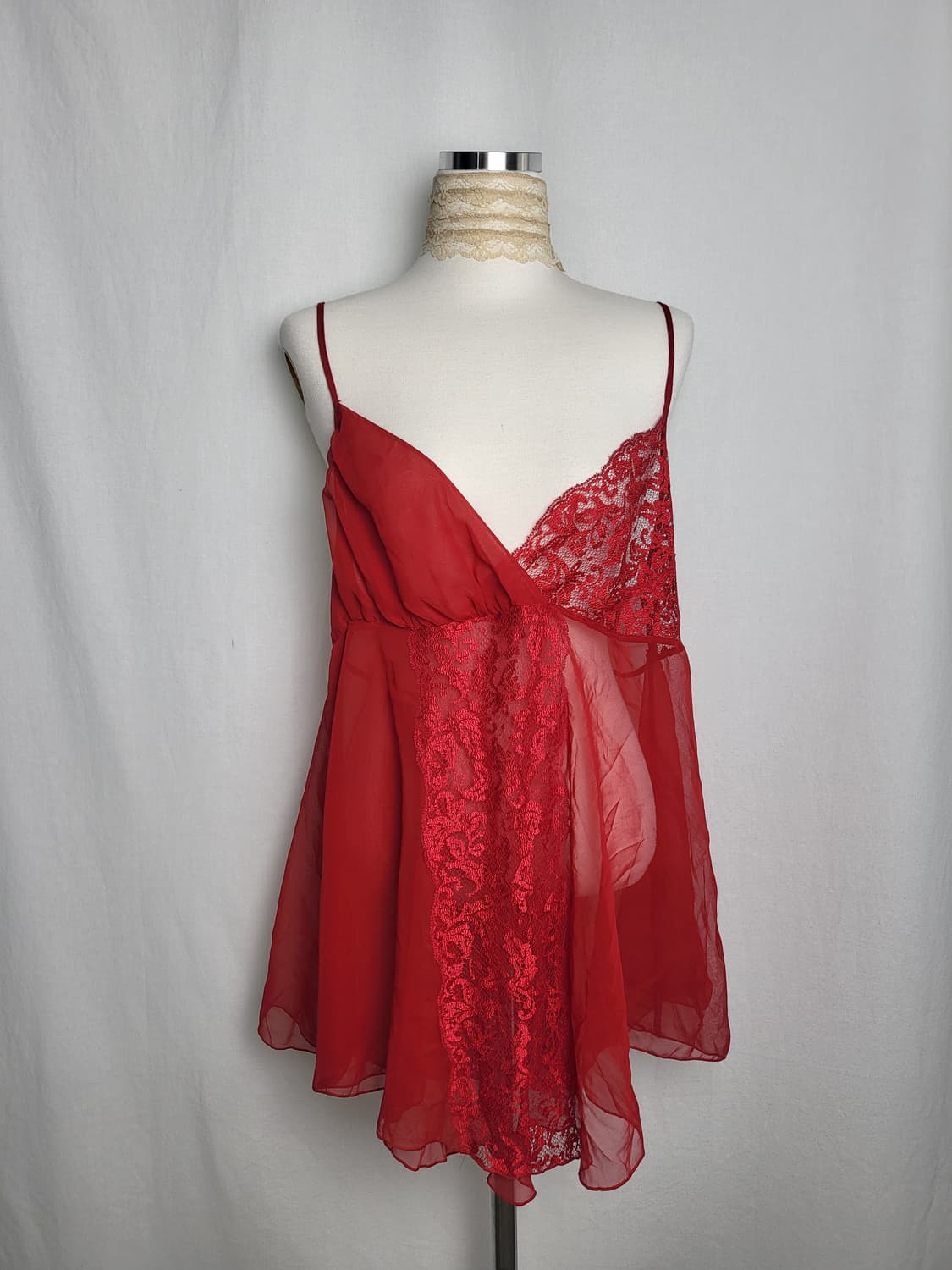 빈티지 레이스 시스루 나시 슬립 상품이미지1