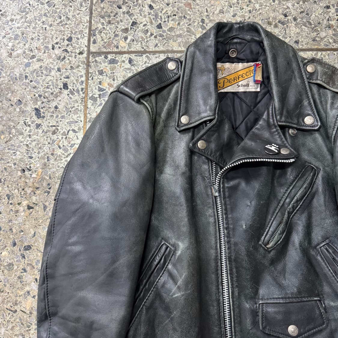 [S] 90s Schott Perfecto 가죽 라이더 자켓 상품이미지4