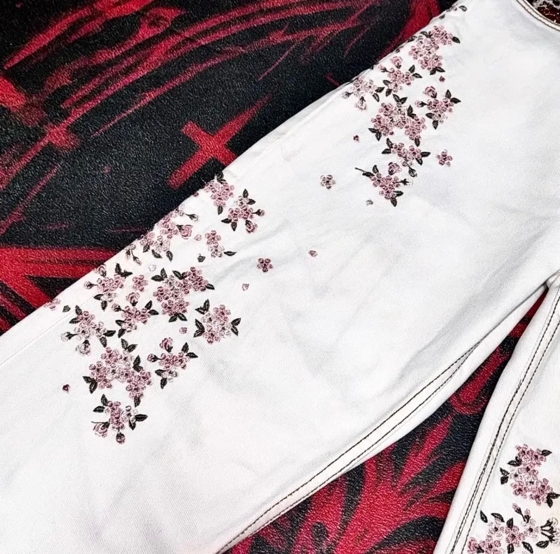 VINTAGE 사쿠라 용 자수 팬츠 바지 상품이미지4