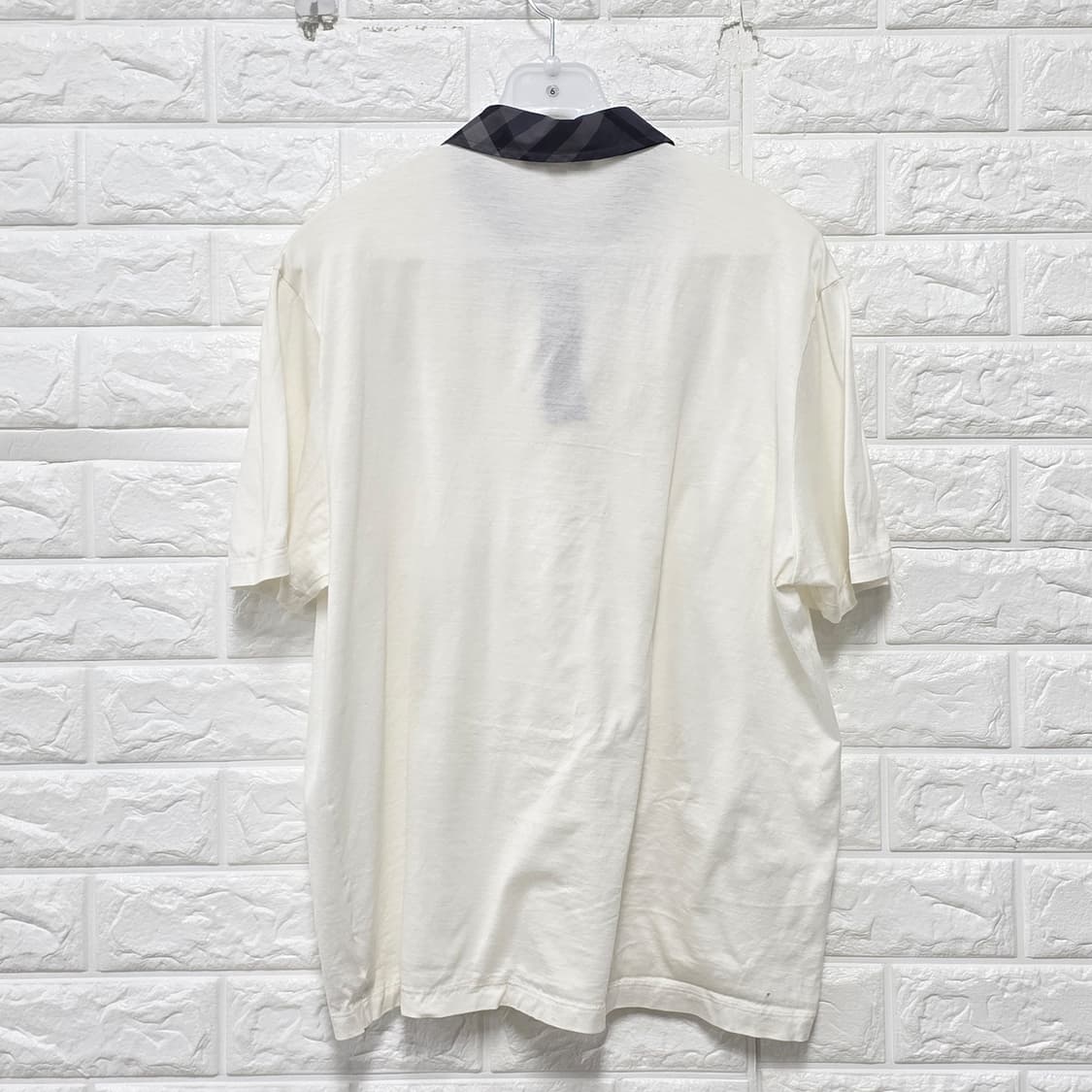 버버리 런던 화이트 체크 카라 폴로셔츠 XL 상품이미지4