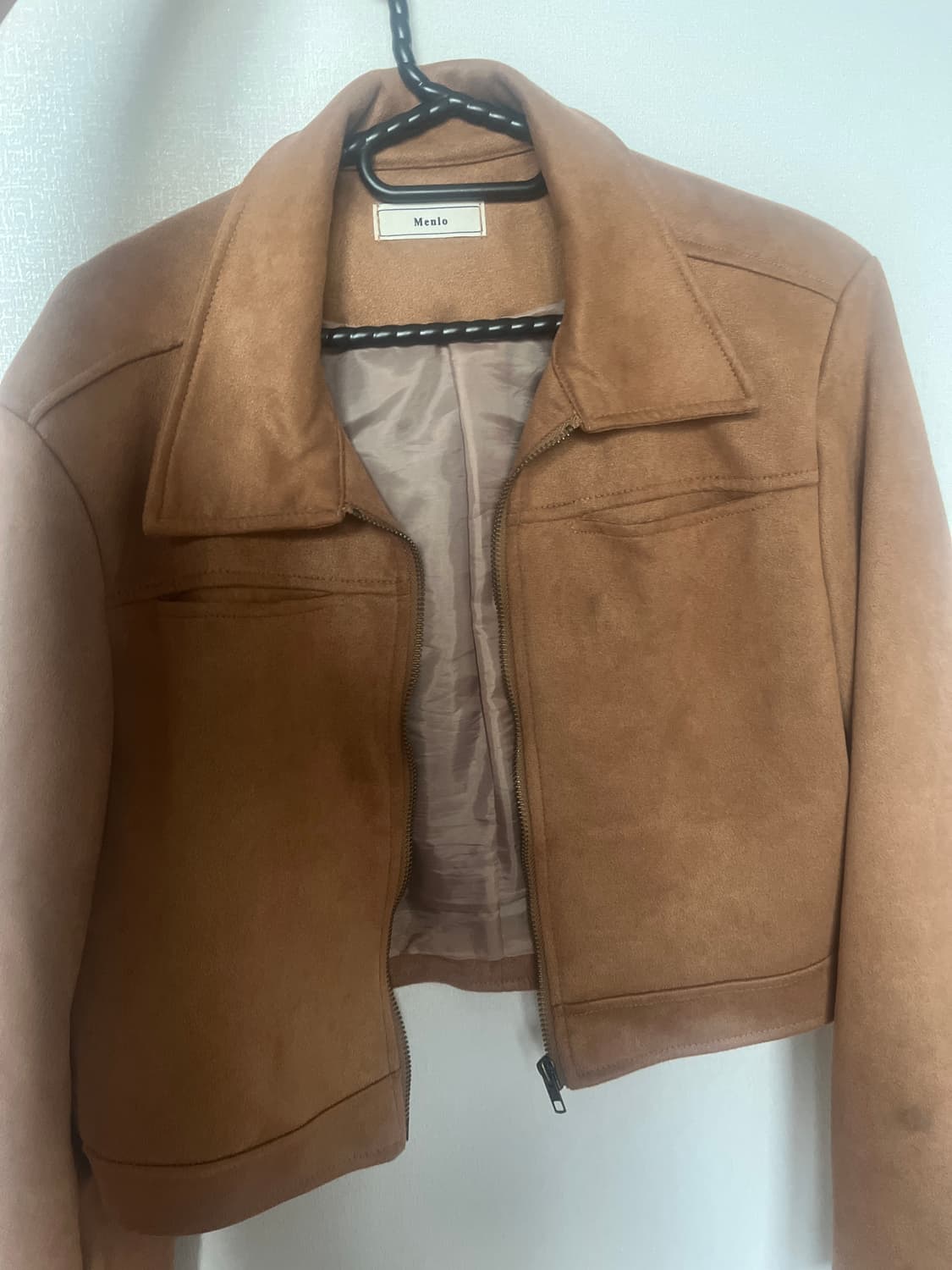 스웨이드 크롭 브라운 자켓 상품이미지1