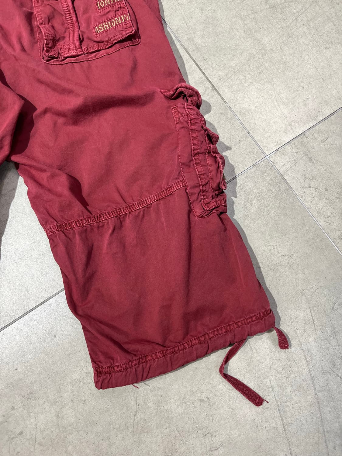 일본 빈티지 락펑크 버건디 카고 숏팬츠 반바지 상품이미지8