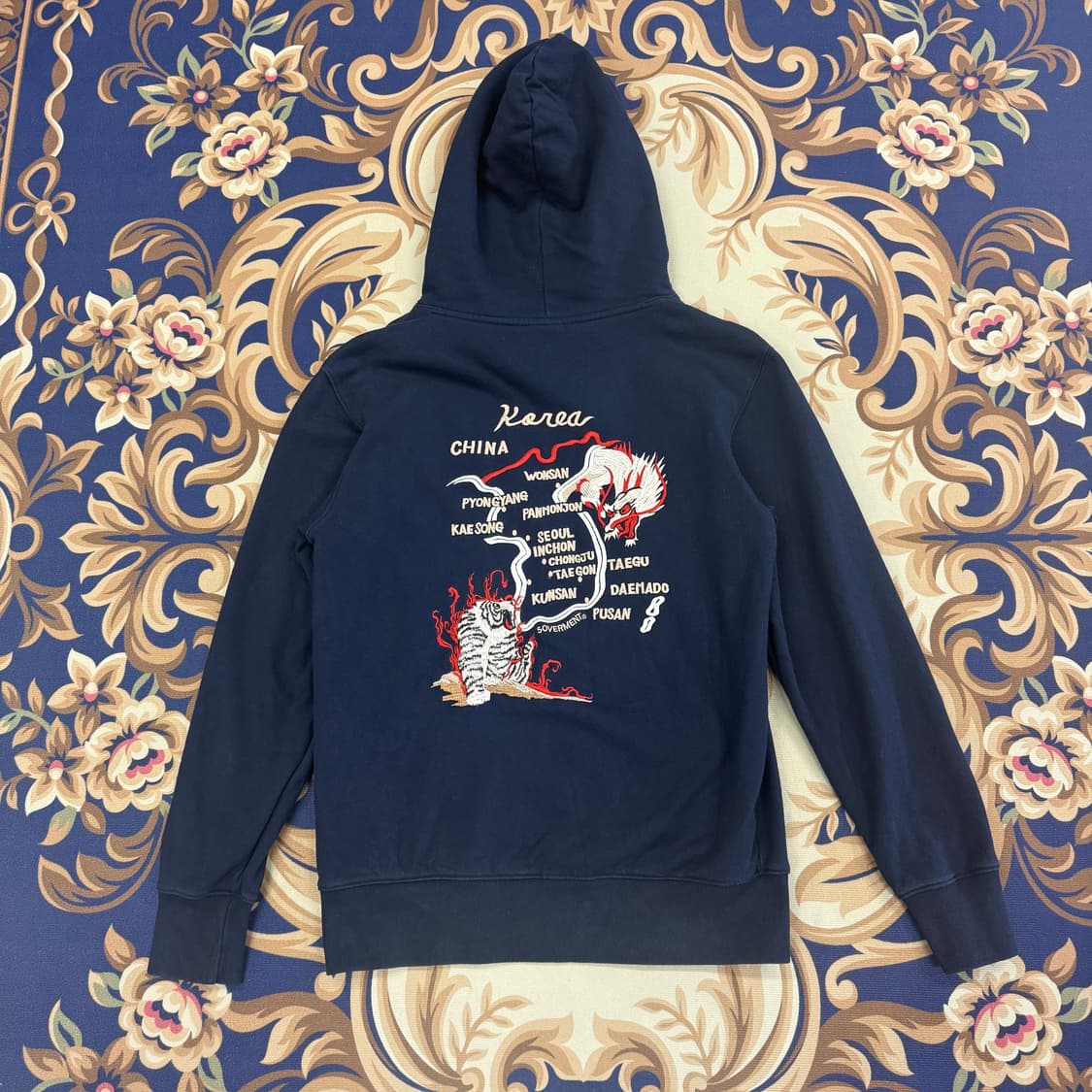 (L)소버먼트 soverment 자수 후드티셔츠(네이비) 상품이미지1