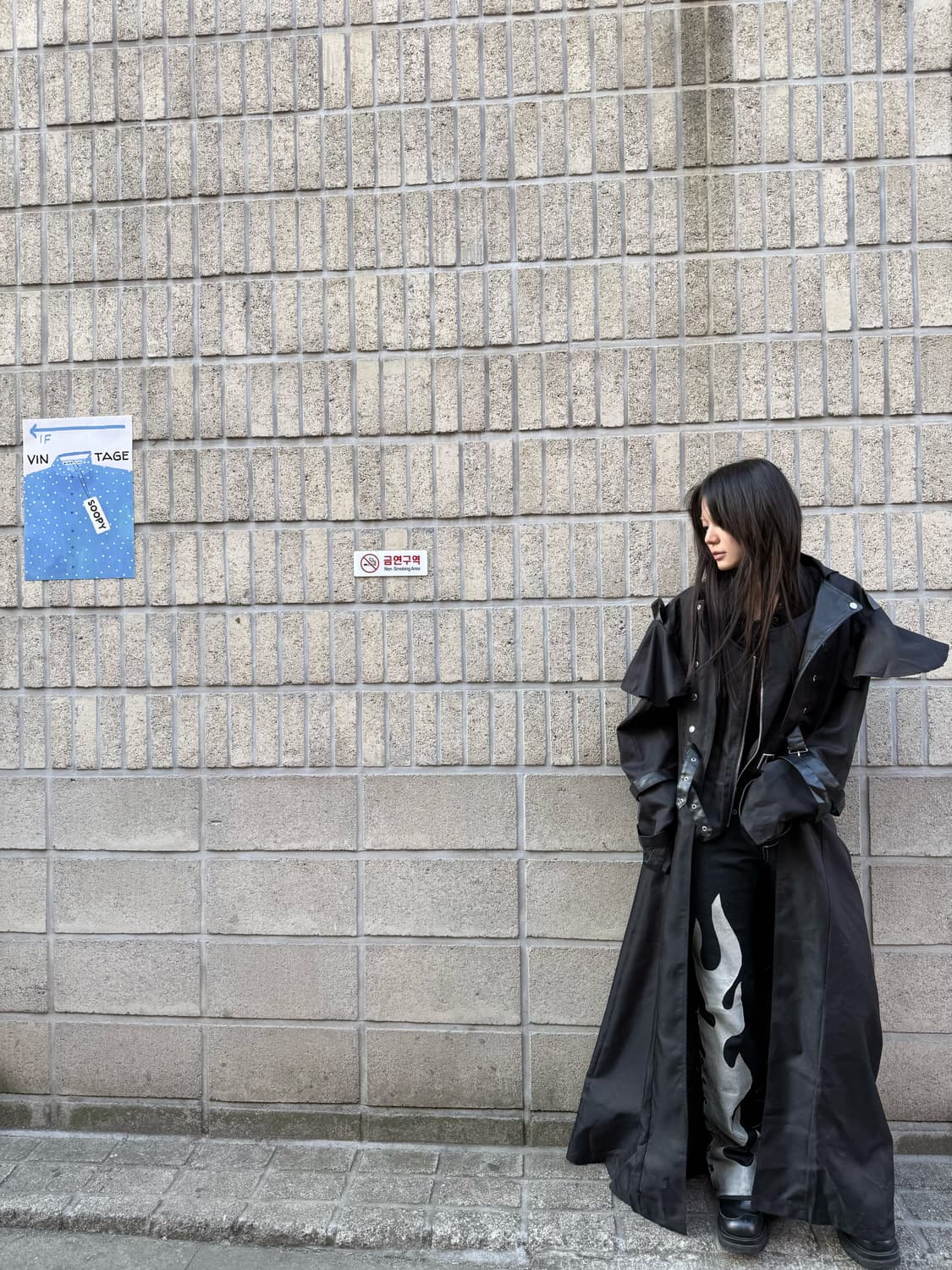 오버핏 고딕 펑크 무드 롱 코트 상품이미지9