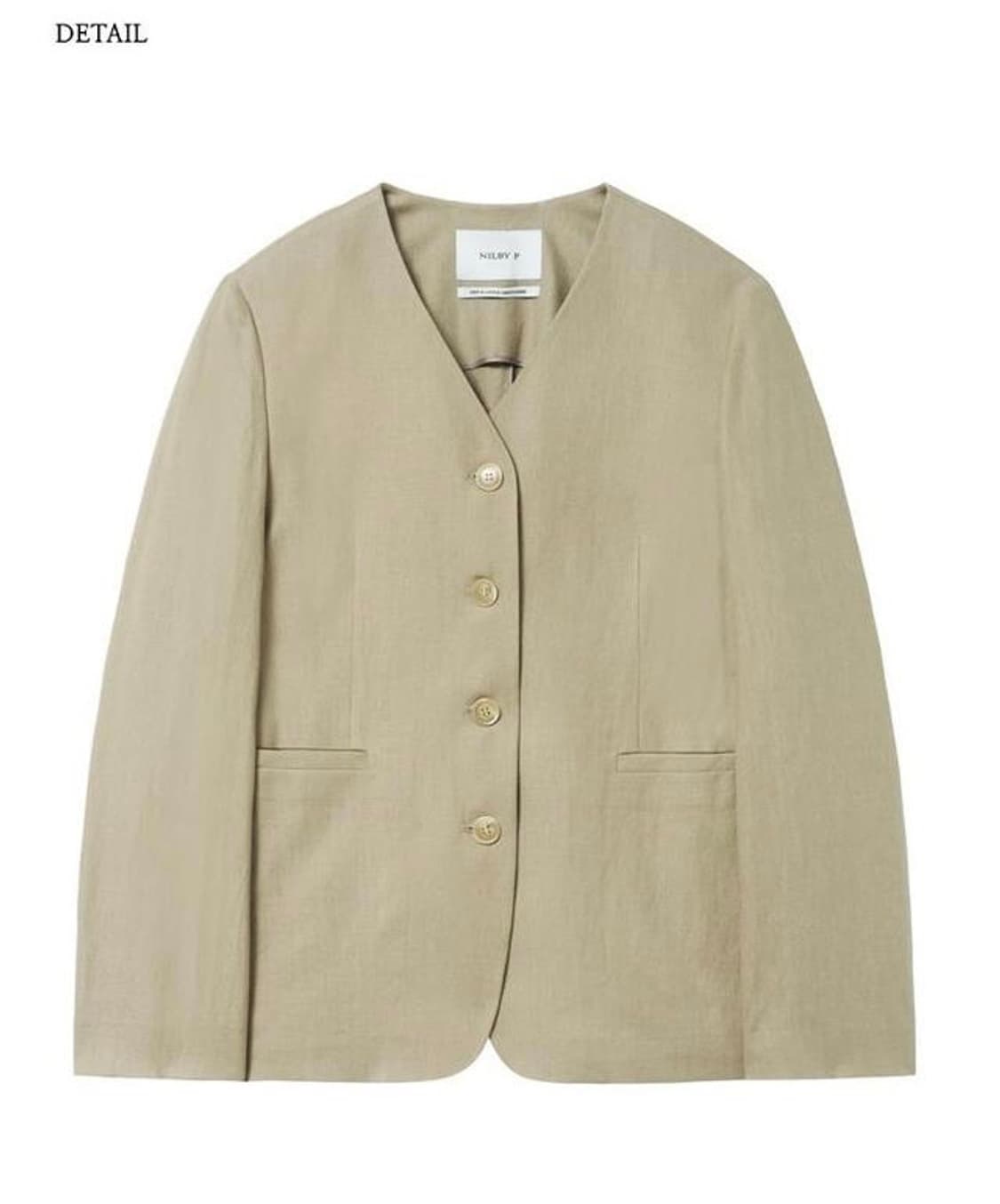 닐바이피 25N 린넨 브이넥 노카라 미니멀 베이지 자켓 34 상품이미지6