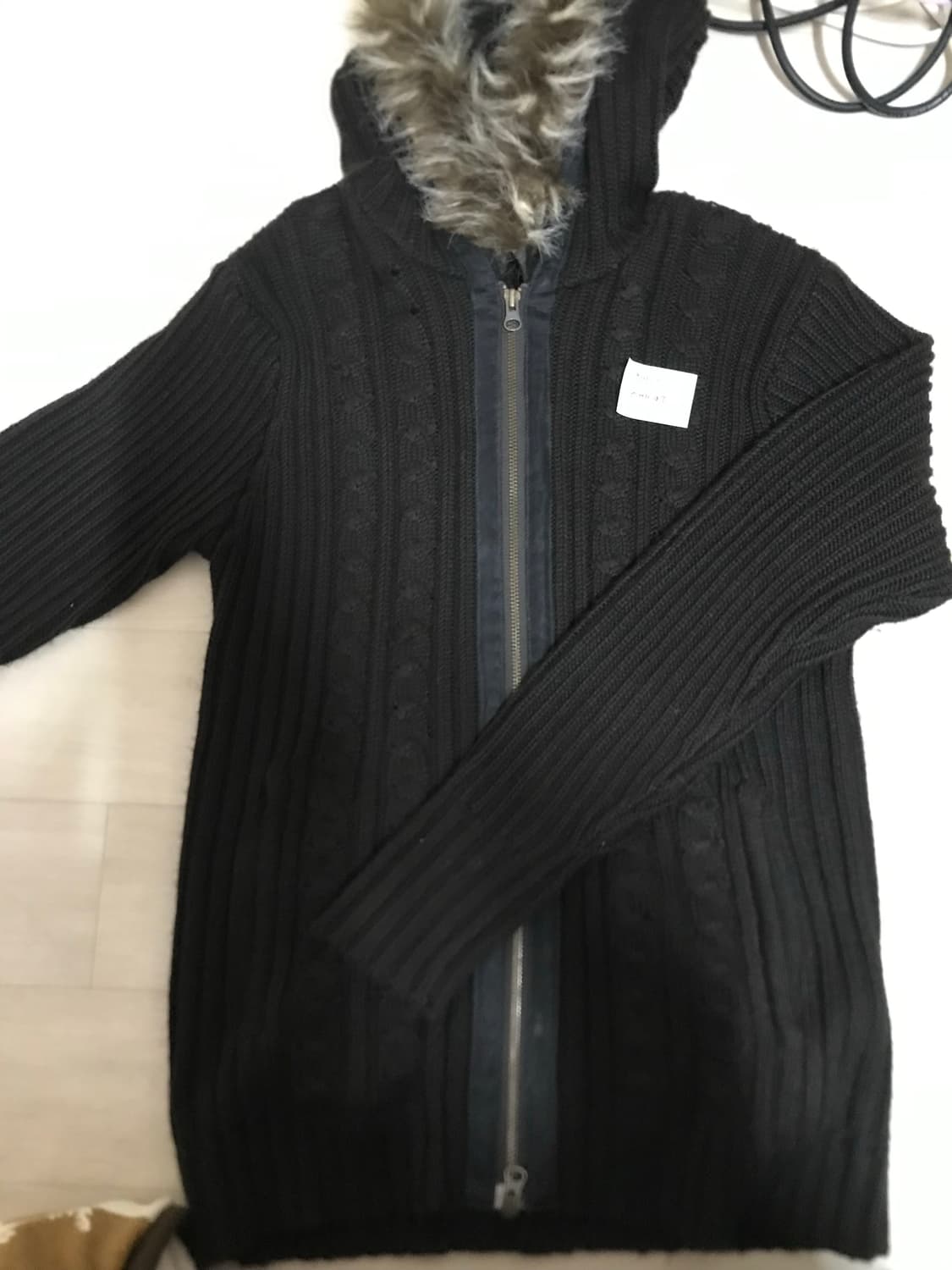 니트 퍼 집업 (진한갈색) 상품이미지1