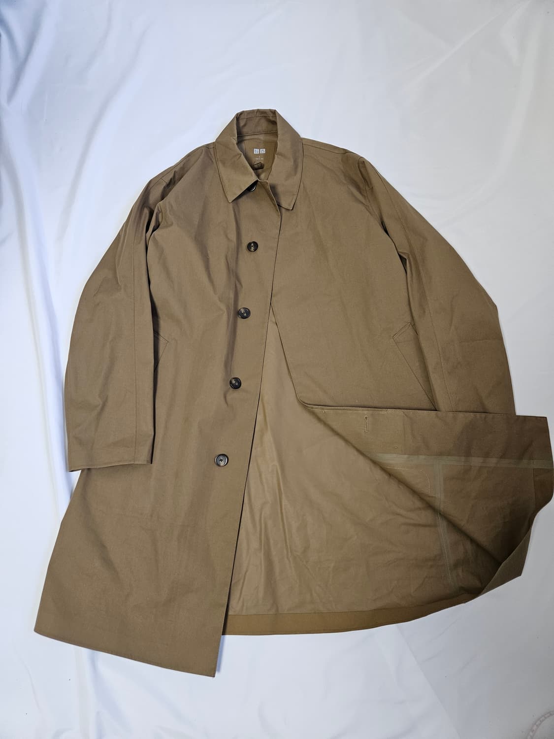 유니클로 블록테크 블럭테크 워터프루프 우븐 롱코트 베이지 자켓 L 상품이미지1