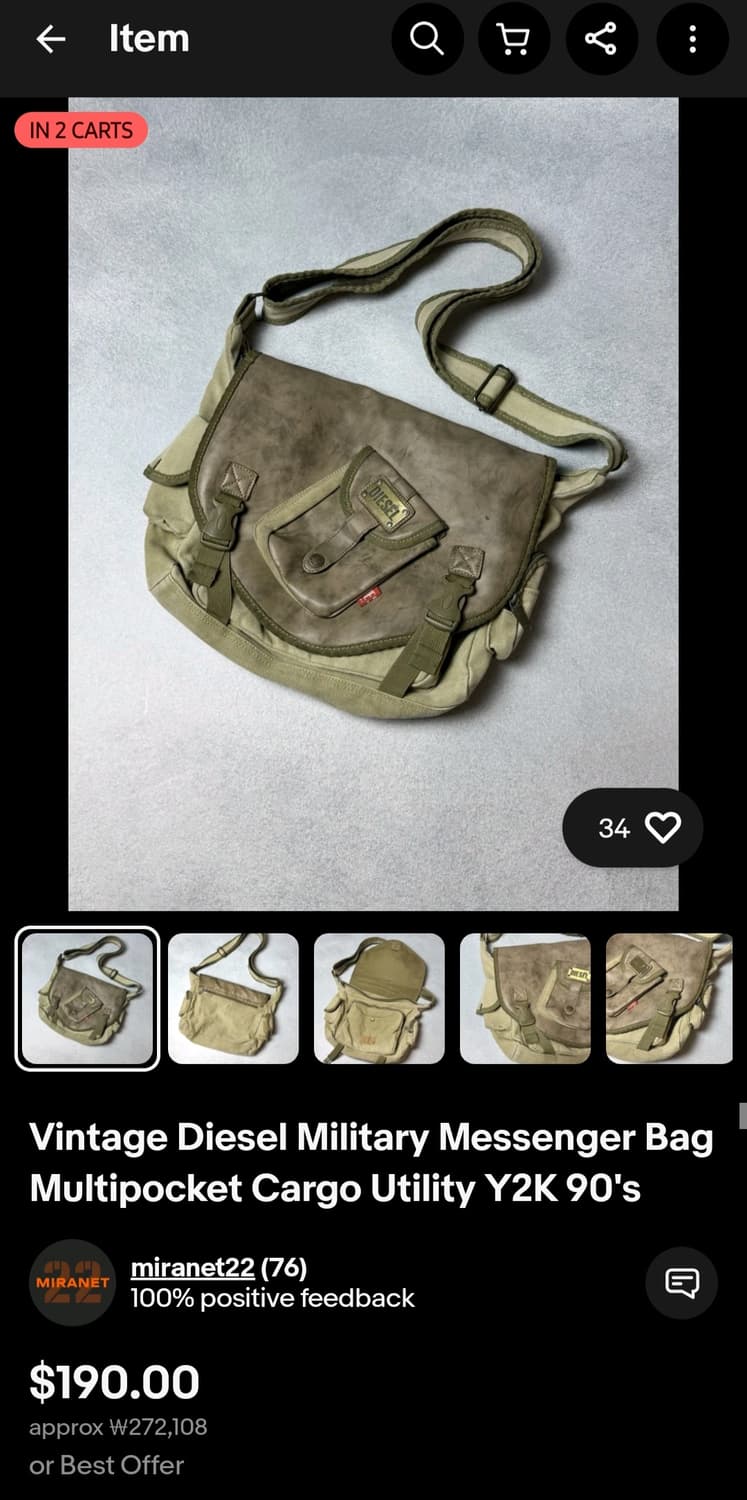 1990s VINTAGE  DIESEL MESSENGER BAG 상품이미지2